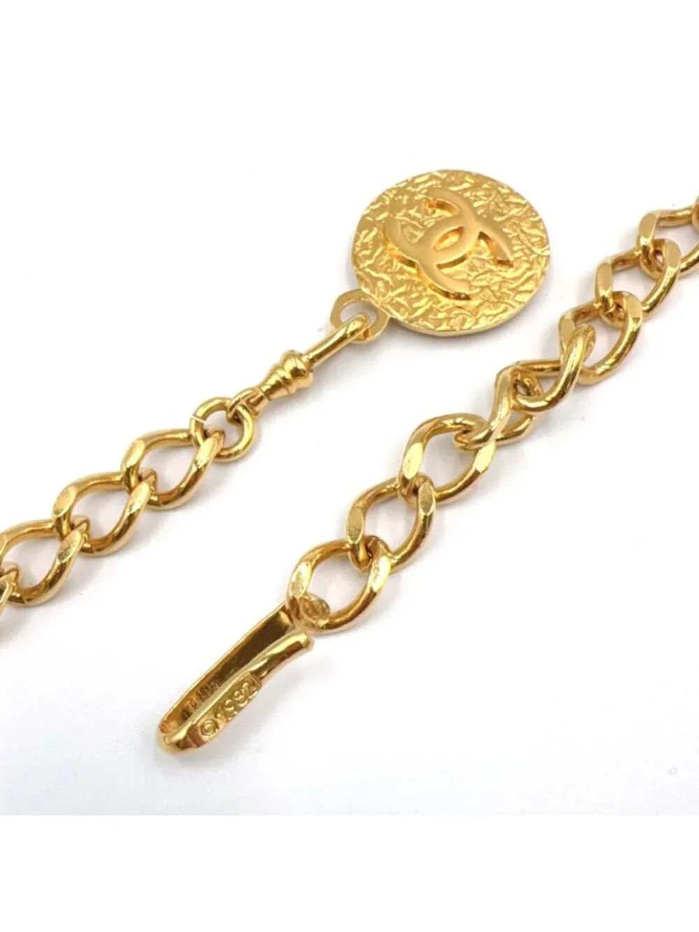 Chanel CC Logo Cambon Plate Gold Plated Chain Belt
